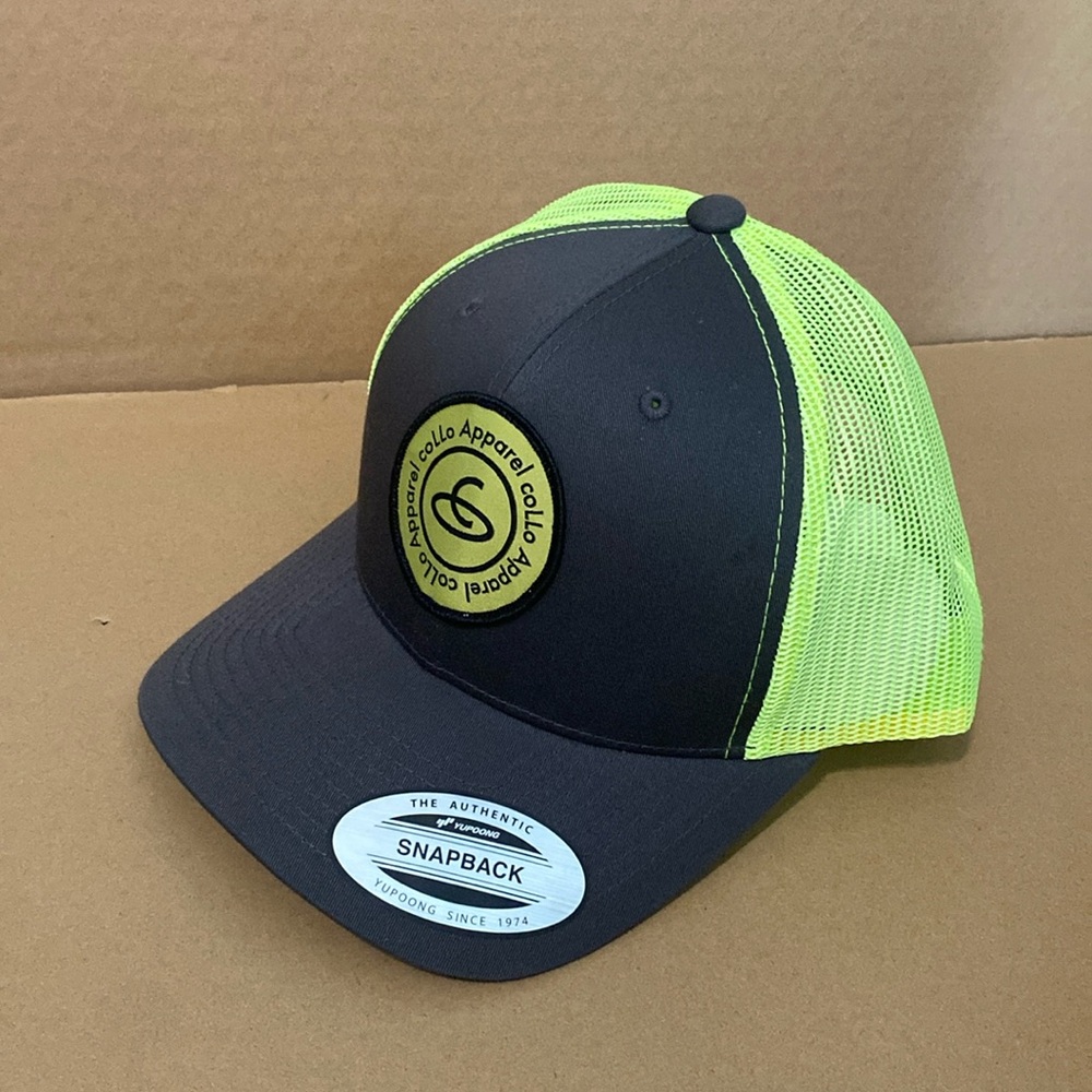 Lime green yellow gray trucker The Classics Yupoong hat NWT Collo